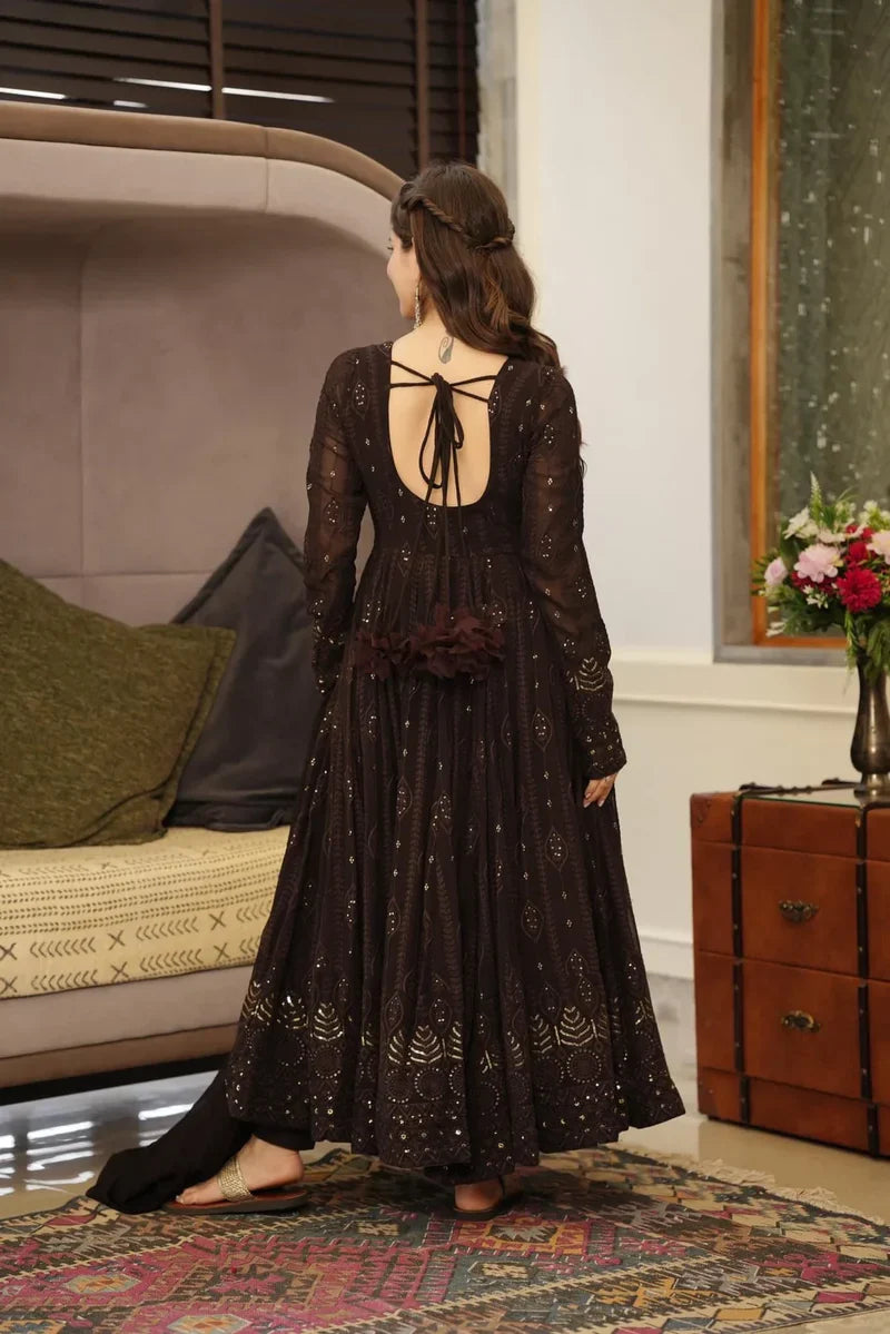 Black Designer Anarkali Suit Set