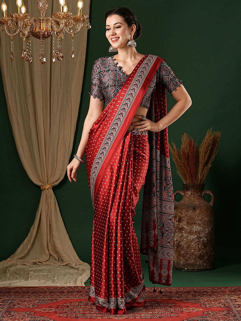 Ethnic Motifs Pure Crepe Saree
