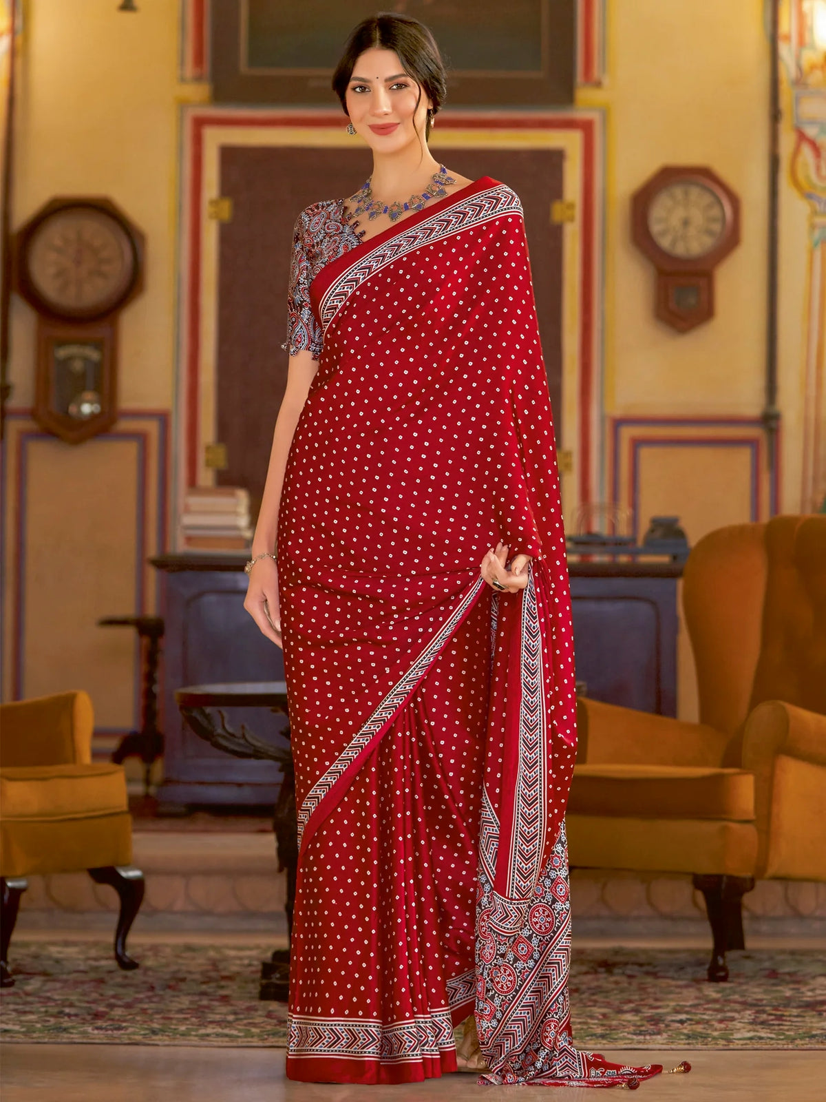 Printed Designer Saree With Blouse Piece