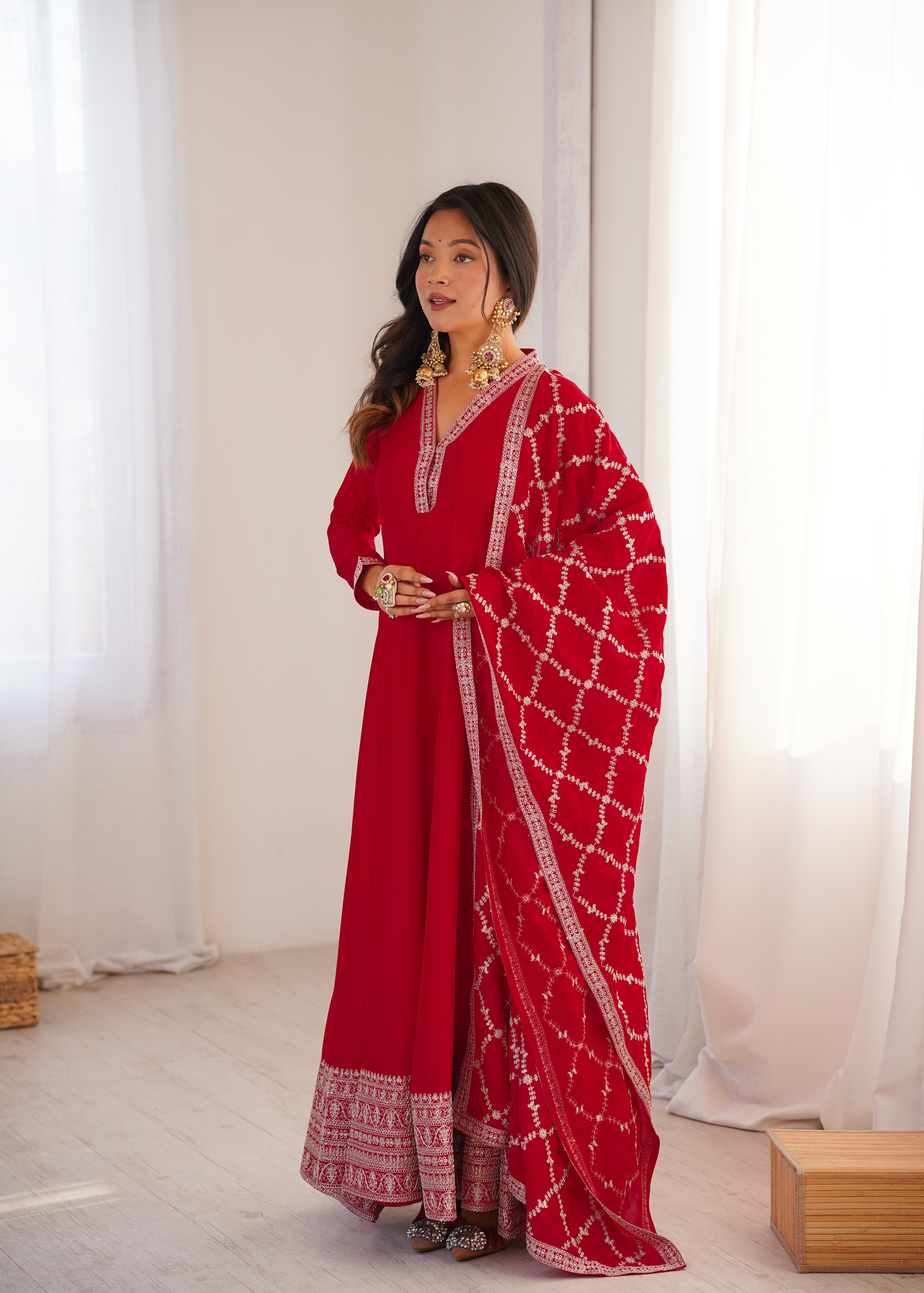 Vichitra Silk Anarkali Gown Set