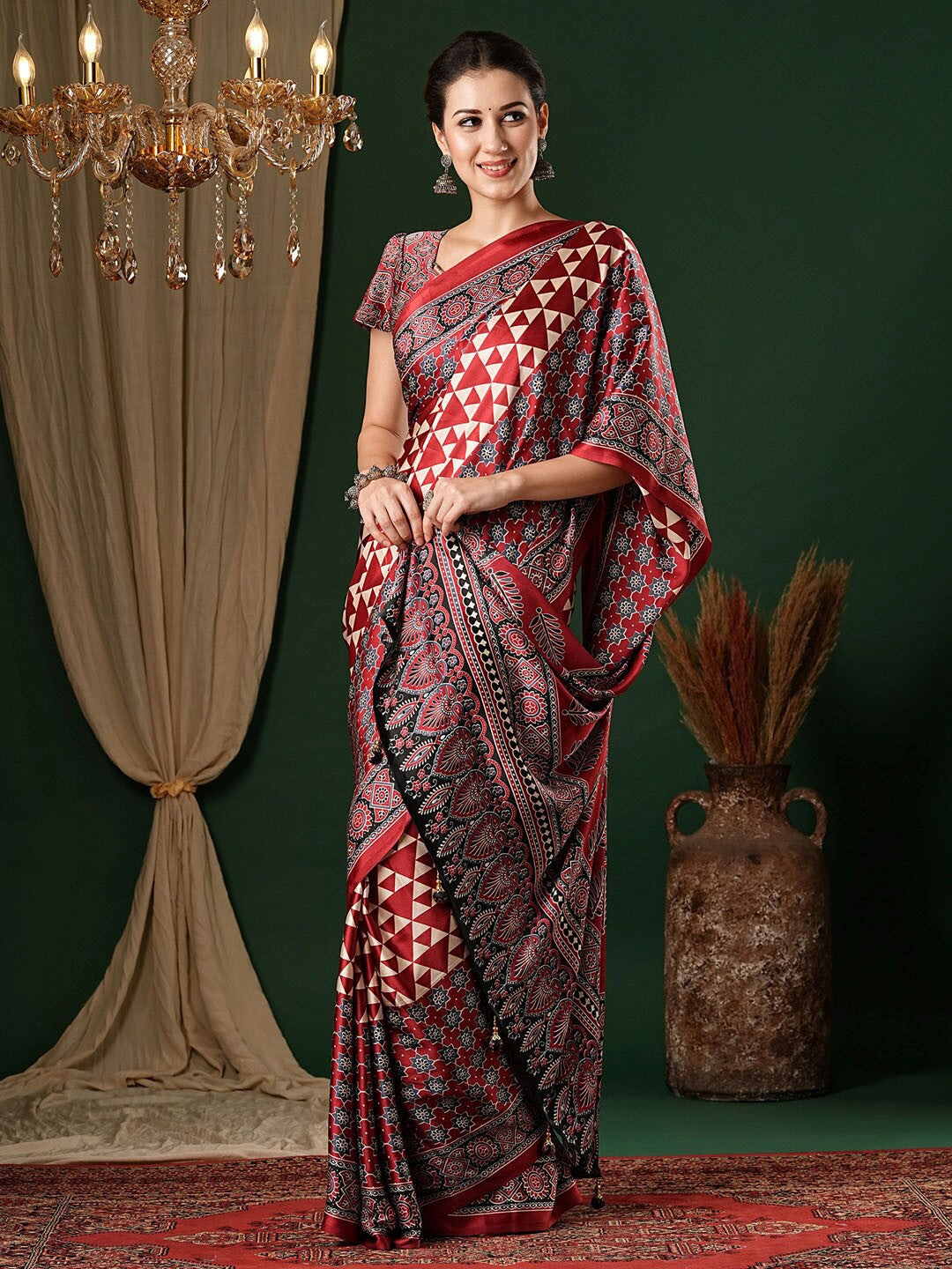 Ethnic Printed Pure Crepe Designer Saree