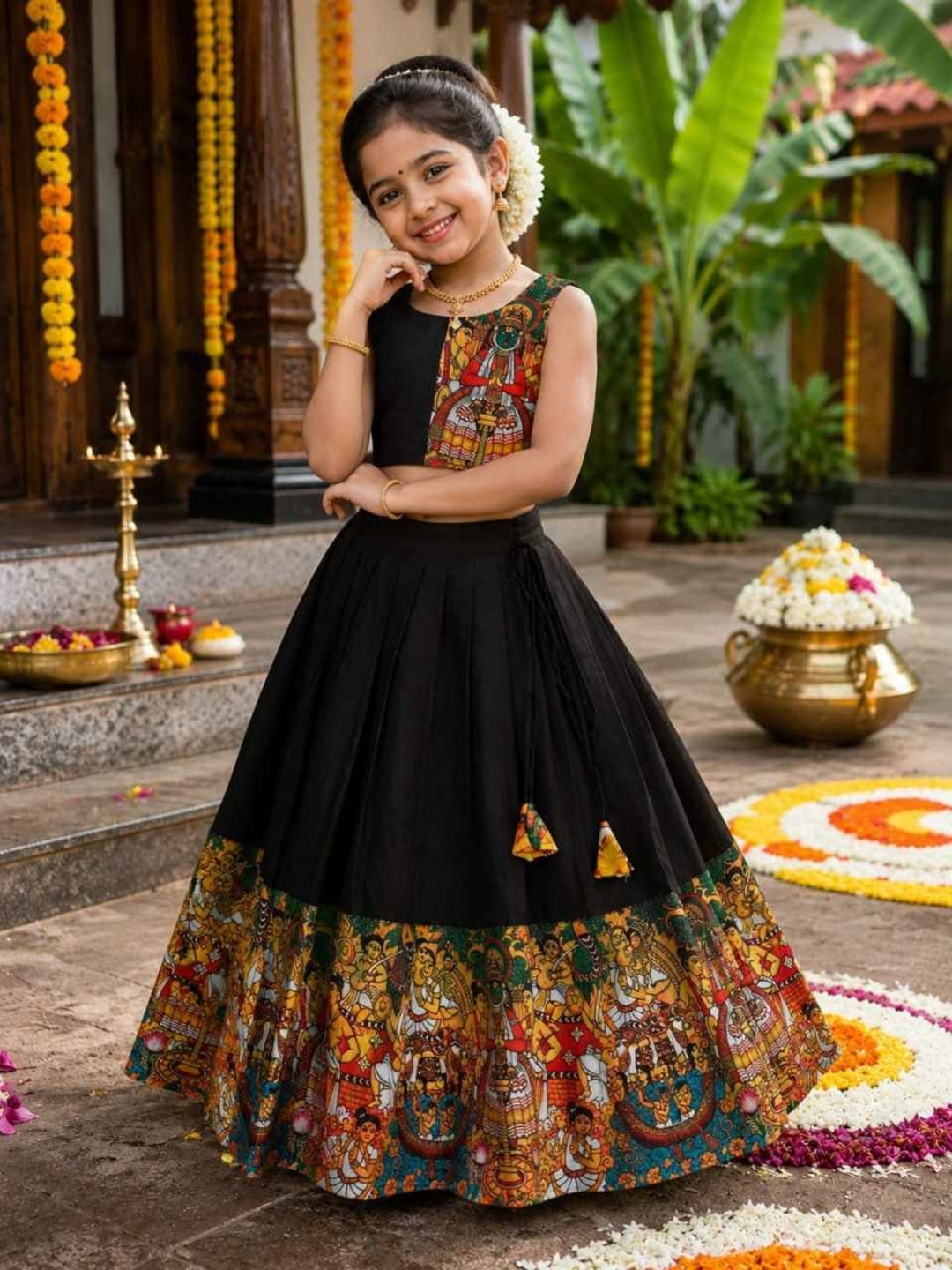 BRIDAL TONE SILK KATHAKALI HERITAGE KIDS LAHENGA CHOLI