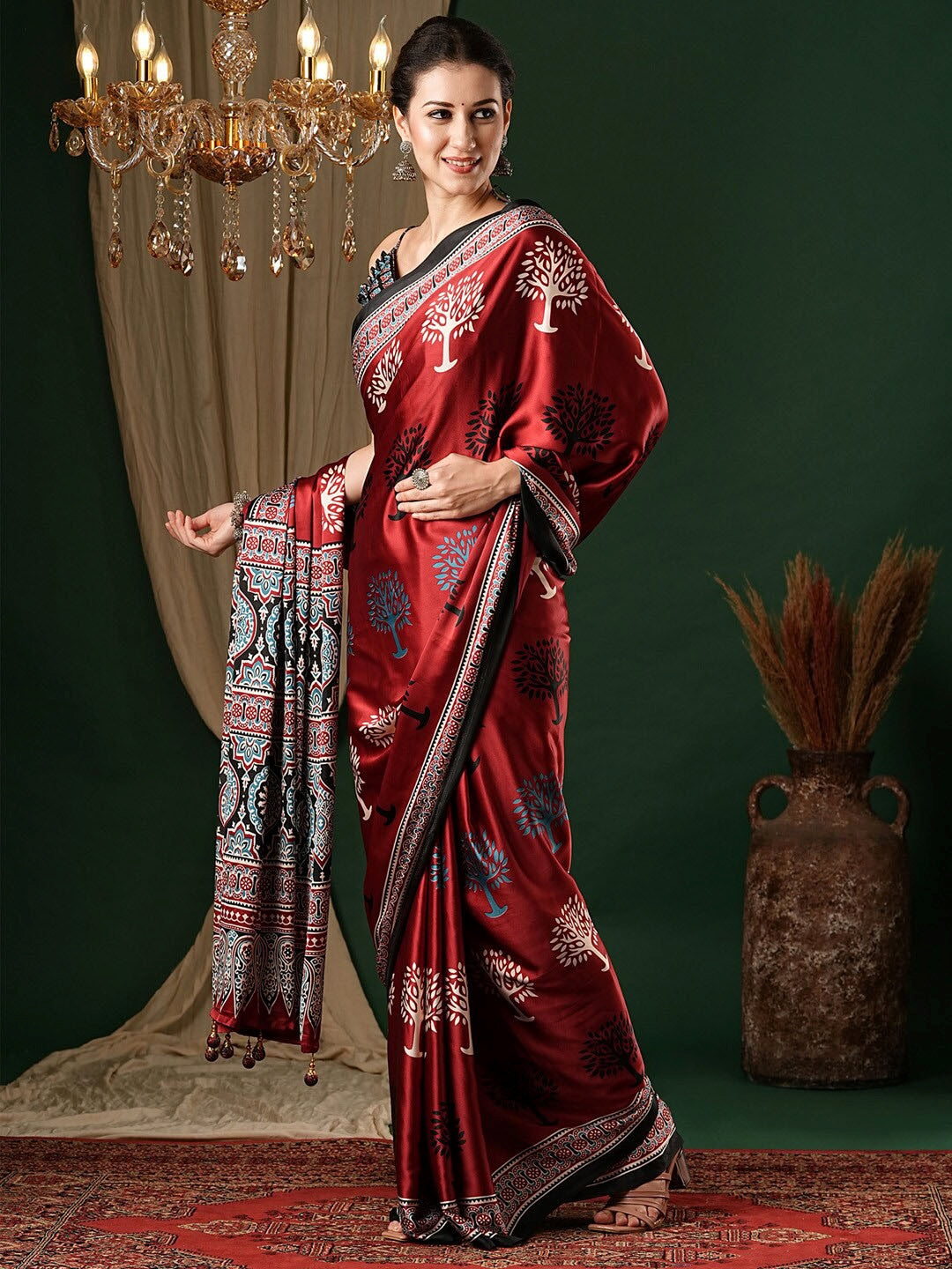 Ethnic Printed Pure Crepe Designer Saree