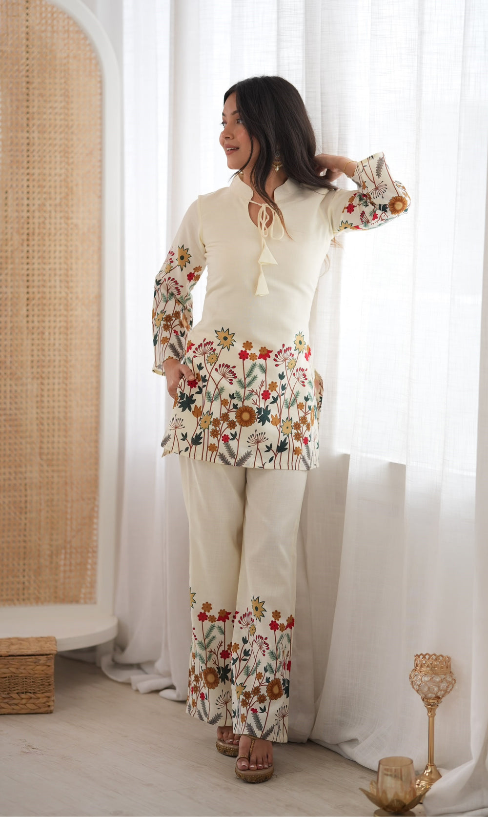 PRESENTING NEW RAKHI SPECIAL CO-ORD SET  MAGIC COTTON FLORAL PRINT FABRIC WITH KURTATOP PENT SET  READY TO WEAR