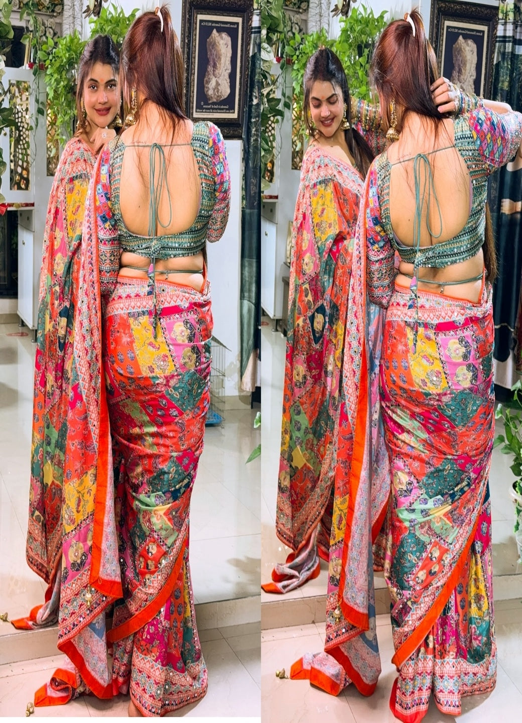 Ethnic Motifs Mirror Work Heavy Work Tussar Saree