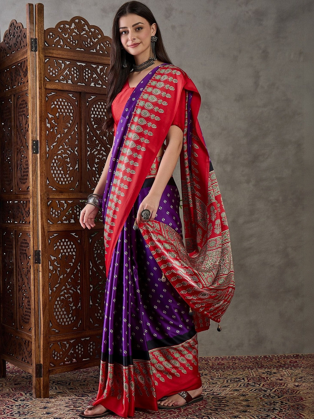 Ethnic Printed Pure Crepe Designer Saree