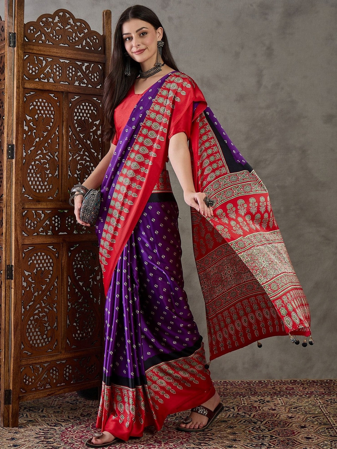 Ethnic Printed Pure Crepe Designer Saree