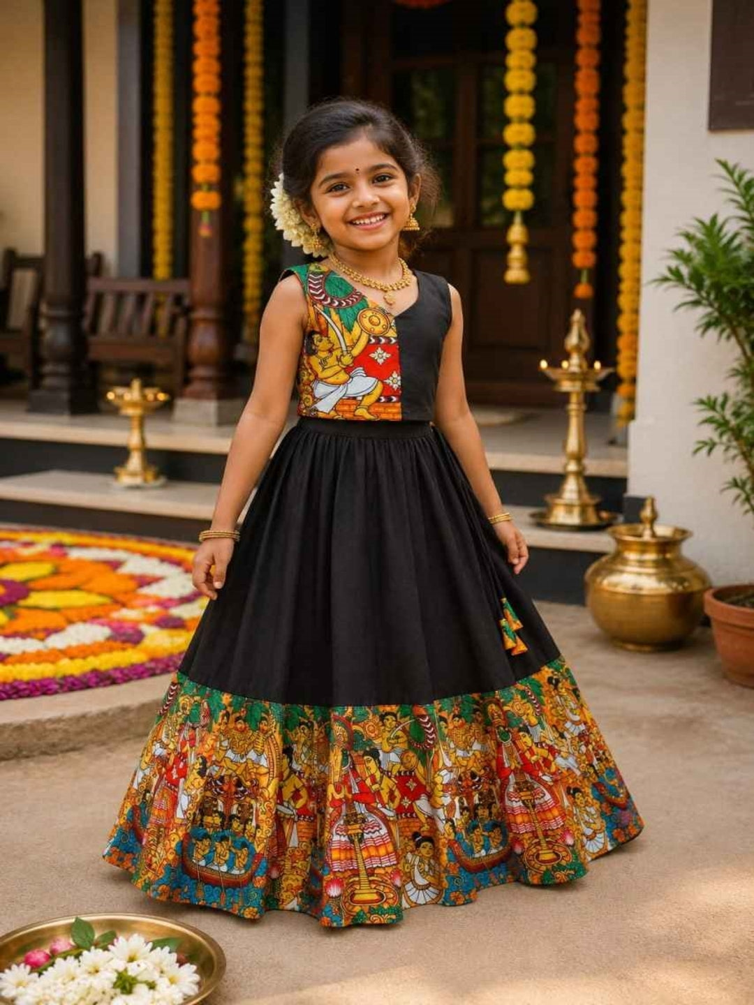 BRIDAL TONE SILK KATHAKALI HERITAGE KIDS LAHENGA CHOLI
