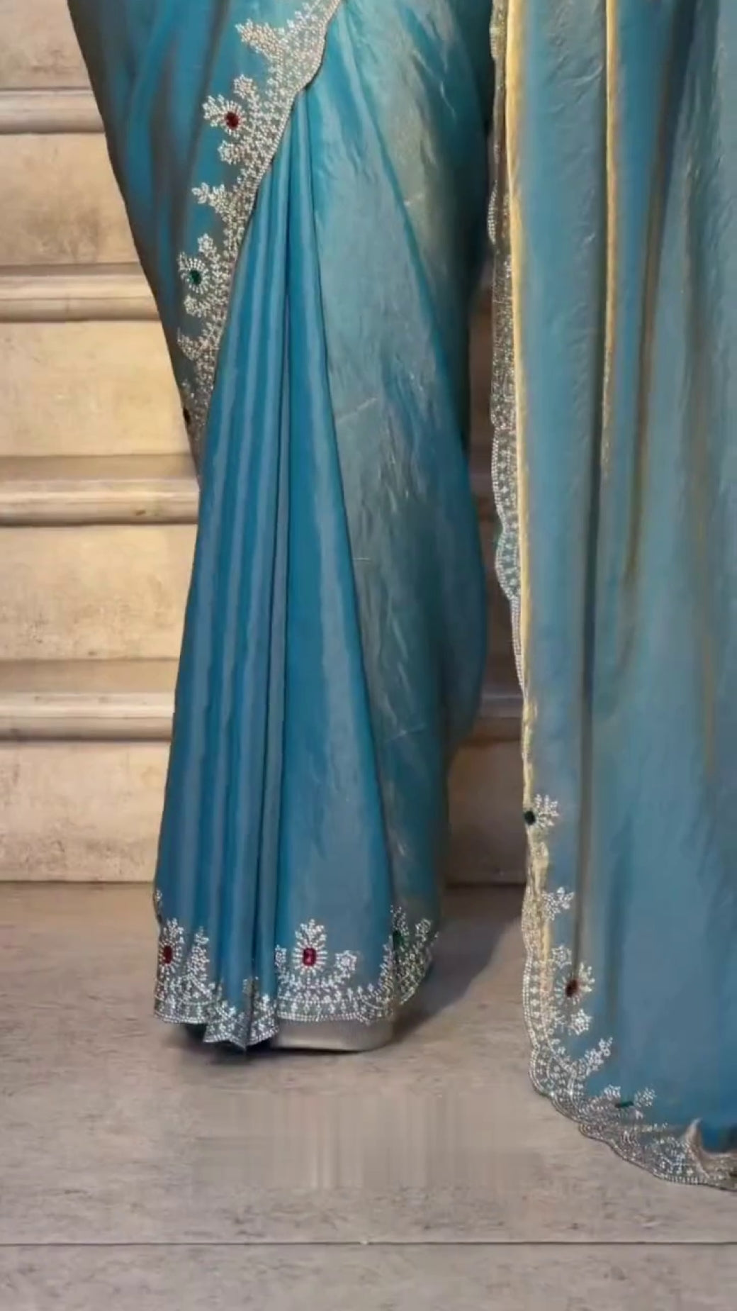 Solid Beads and Stones Saree
