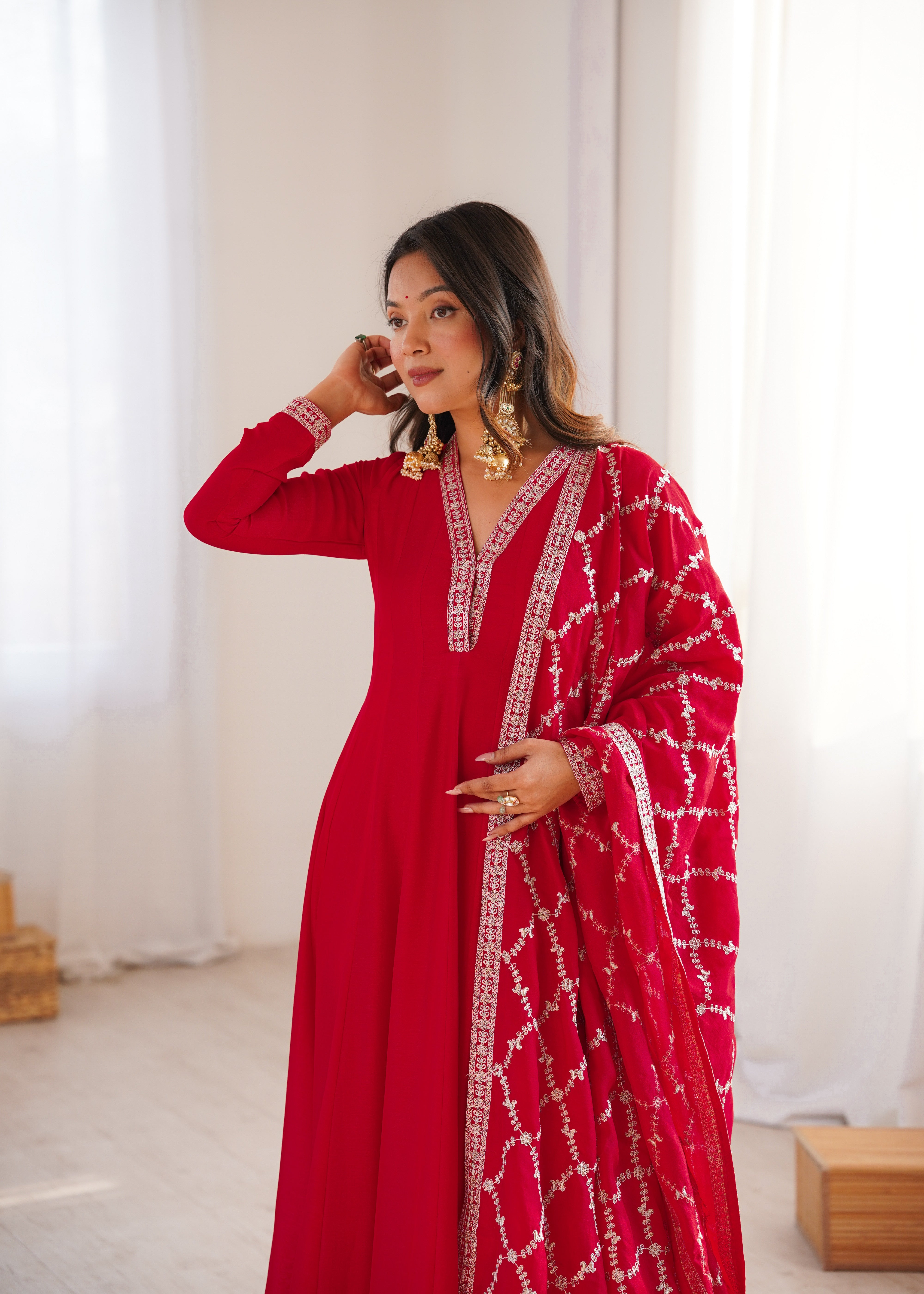 Vichitra Silk Anarkali Gown Set