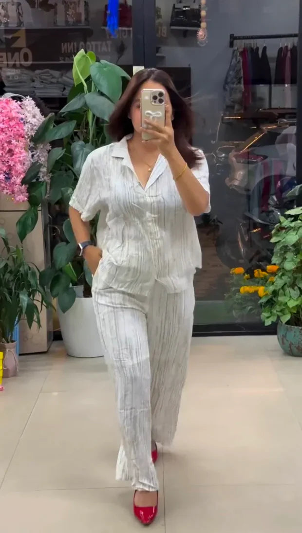 White Pure Linen Co-ord Set