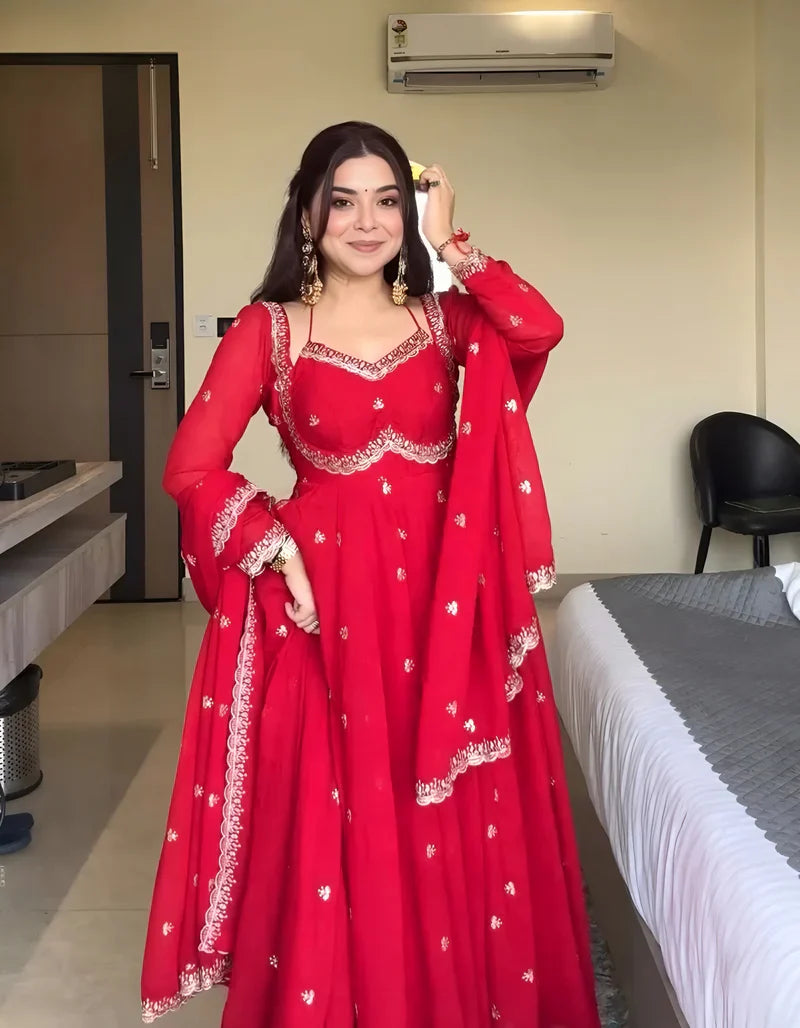 New Partywear Heavy Faux Georgette Designer Anarkali Set