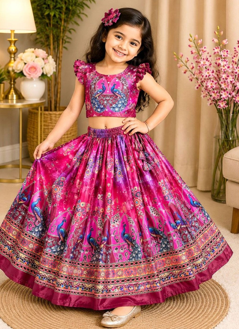 Printed Work Ghaghra Choli for Girls