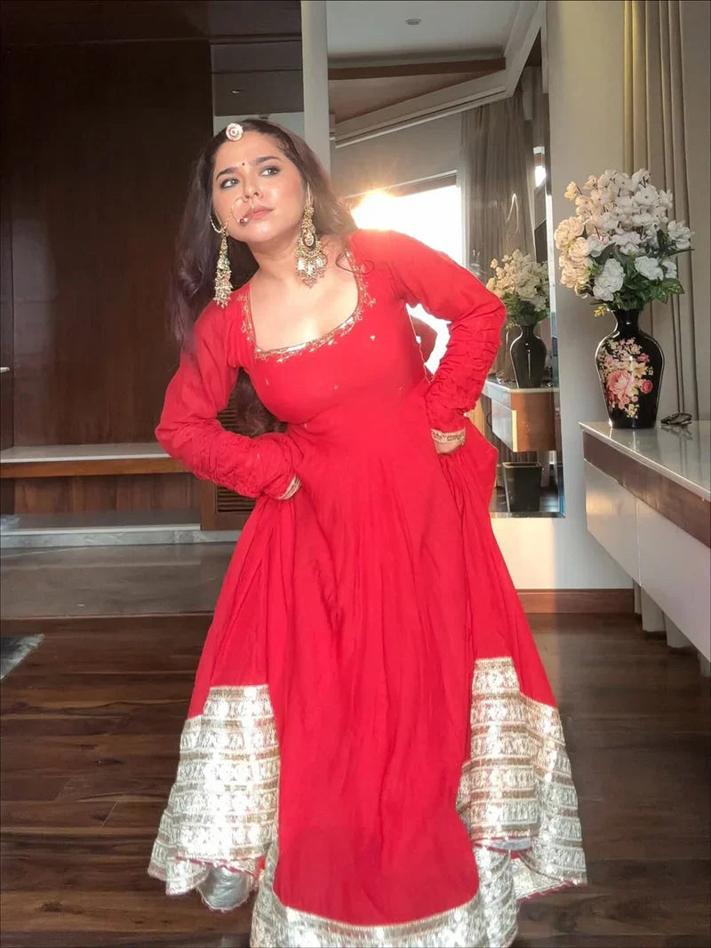 Maharani Red Special Anarkali Suit Set