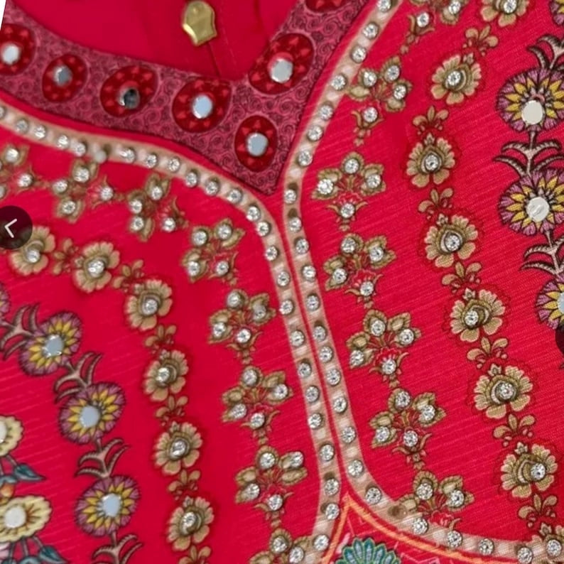 Multicolor Peacock Printed Lehenga Choli Set For Girls