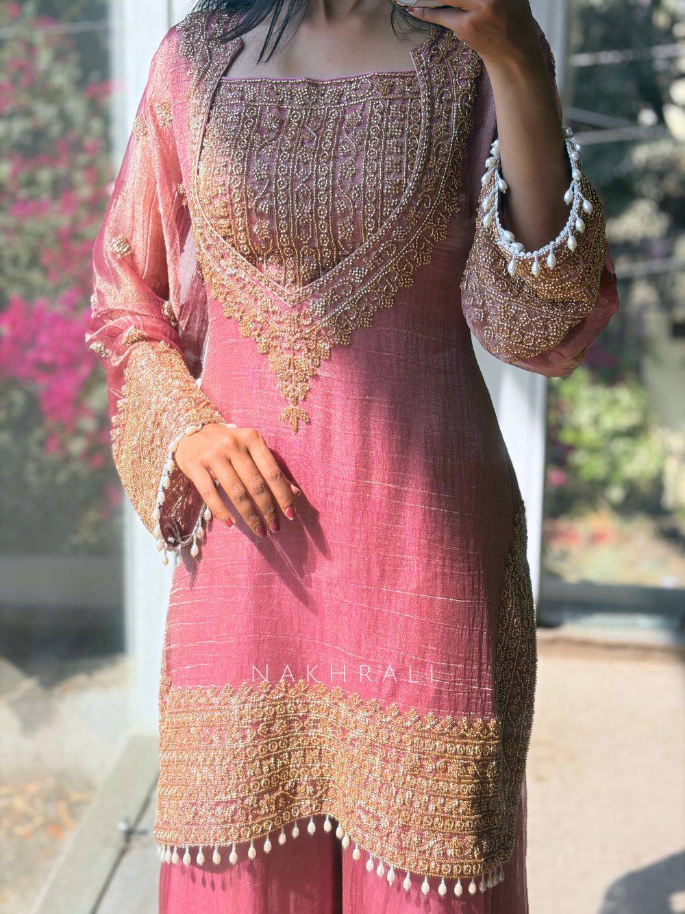 Premium Heavy Embroidered Frendy Silk Top-Bottom-Dupatta Set