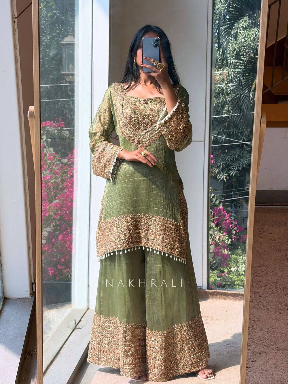 Premium Heavy Embroidered Frendy Silk Top-Bottom-Dupatta Set