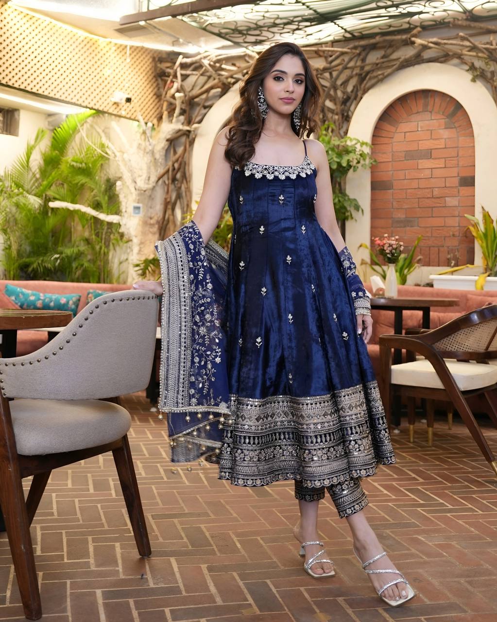 Alveera Premium Quality Blue shades Anarkali Suit Set