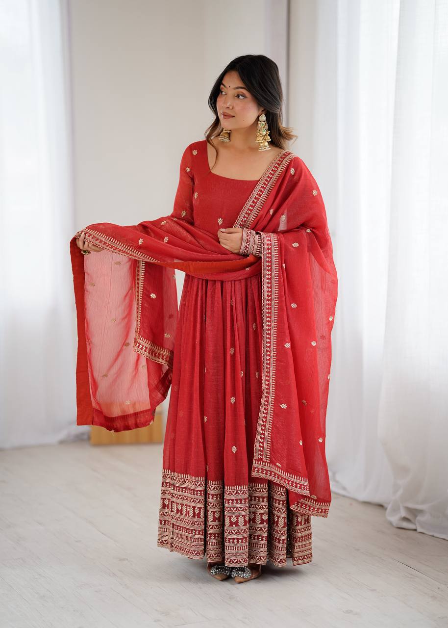 Premium Crunchy Silk Anarkali – Shine Like a Star This Season