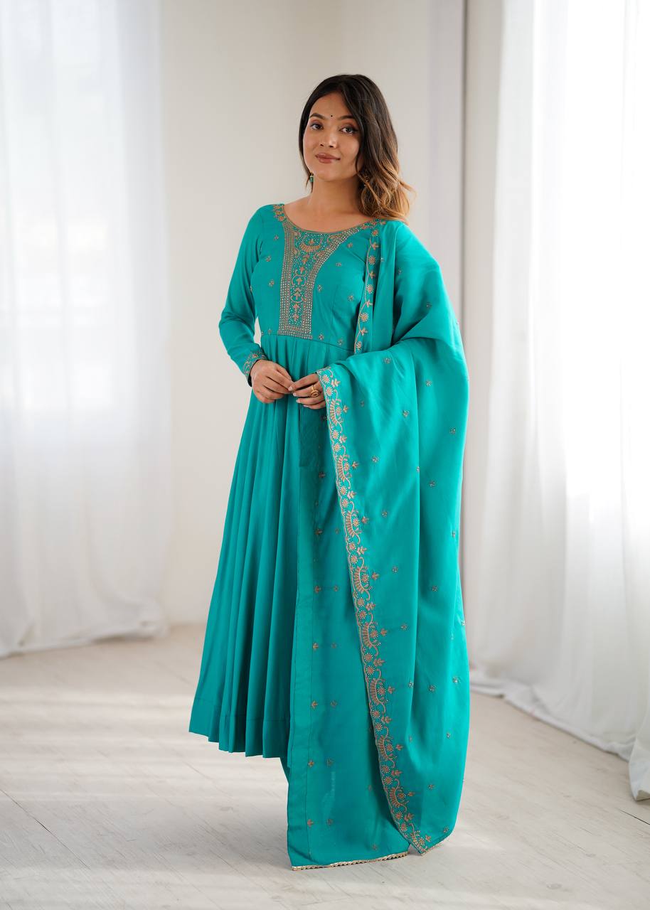 Premium Roman Shimmer Anarkali – Royal Look for Every Occasion