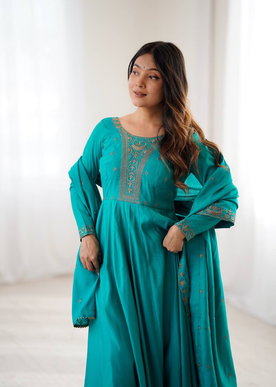 Premium Roman Shimmer Anarkali – Royal Look for Every Occasion