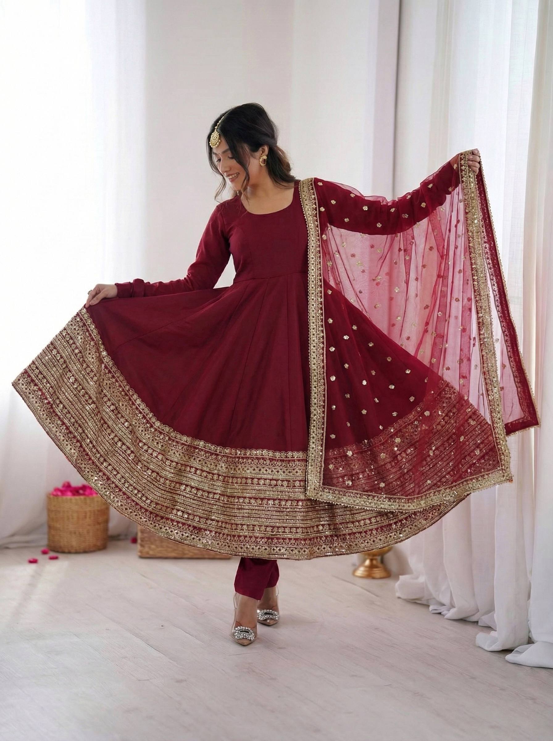 Shridhya Premium Red Anarkali Suit Set