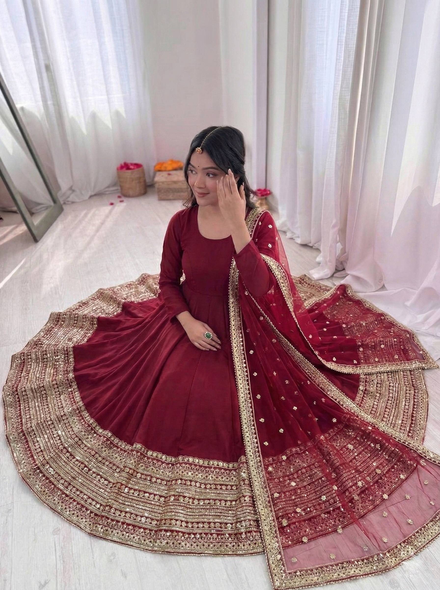 Shridhya Premium Red Anarkali Suit Set