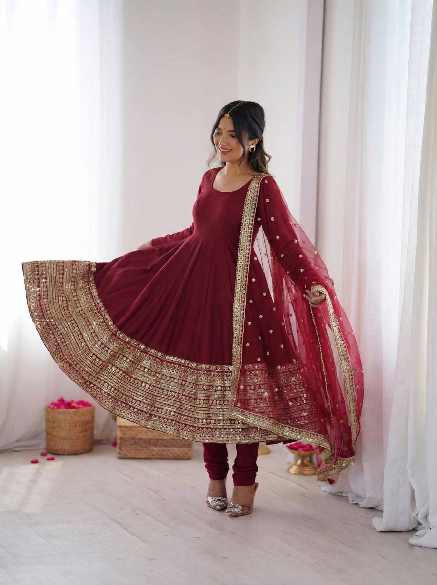 Shridhya Premium Red Anarkali Suit Set