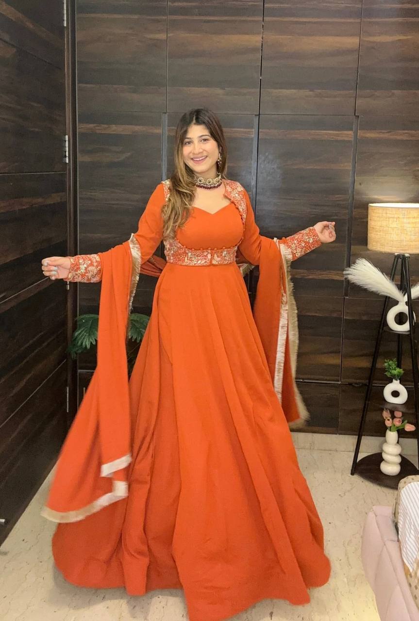 Maxi Anarkali Set with Koti, Pant & Dupatta