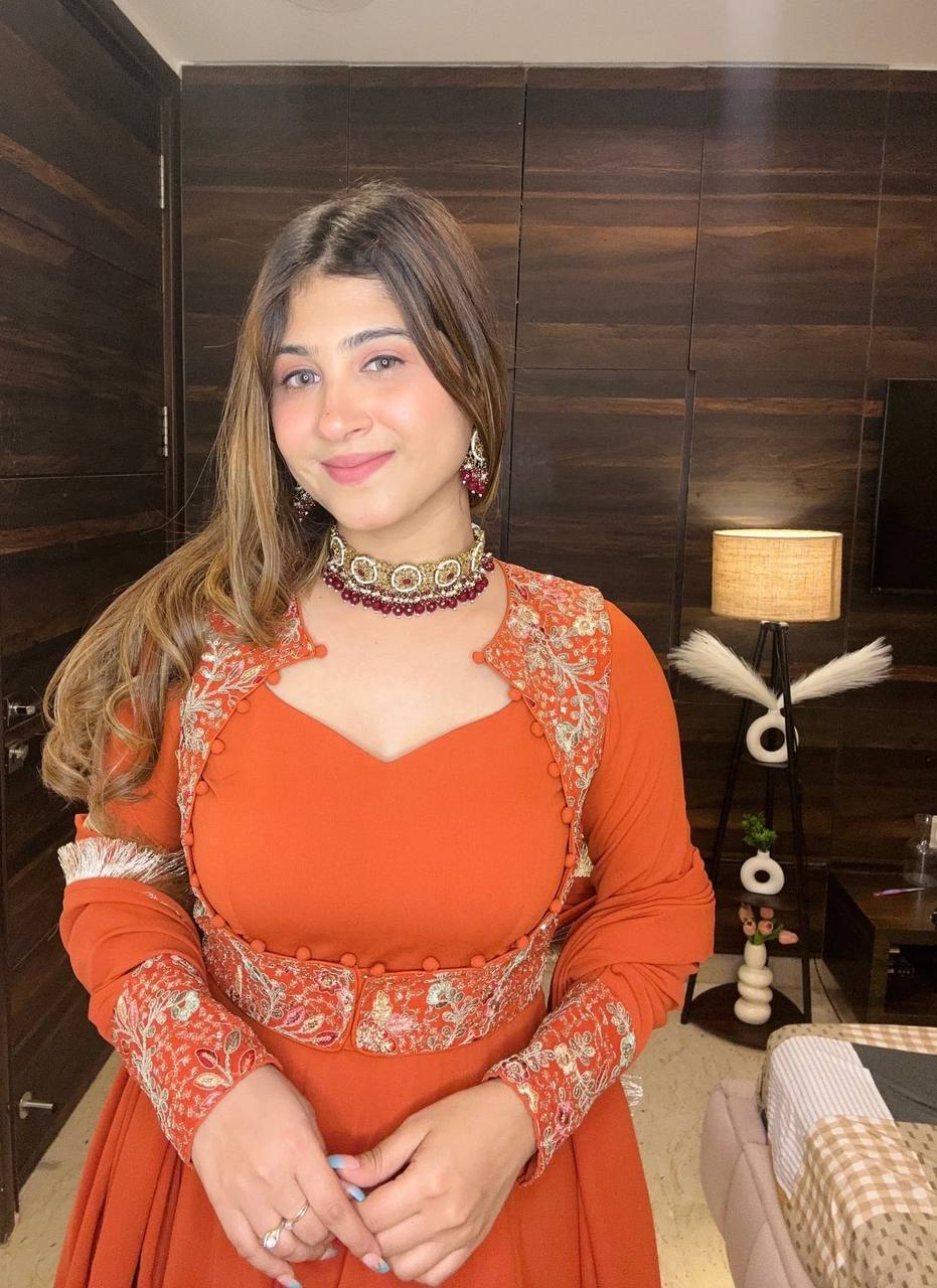 Maxi Anarkali Set with Koti, Pant & Dupatta