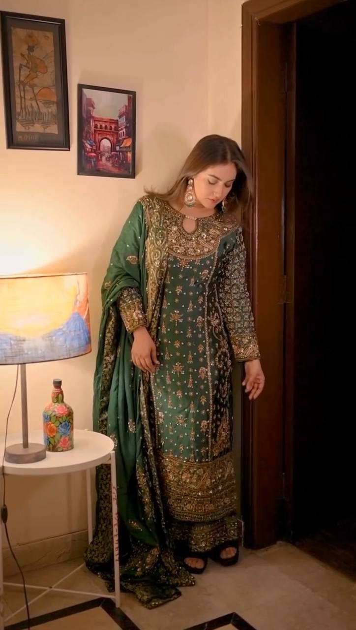 Festive & Party Wear Designer Top–Plazzo Set with Heavy Embroidery Work
