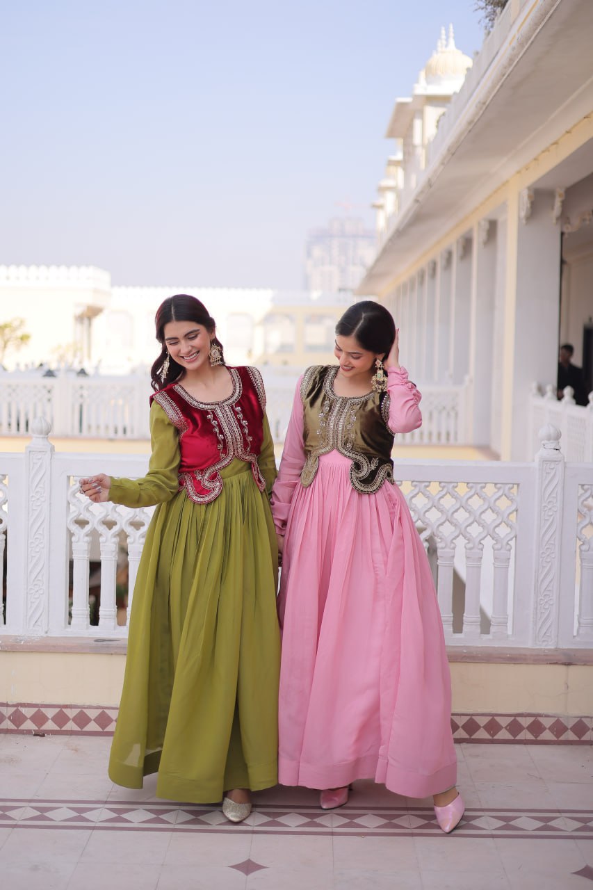 Gown with Embroidered Koti Set