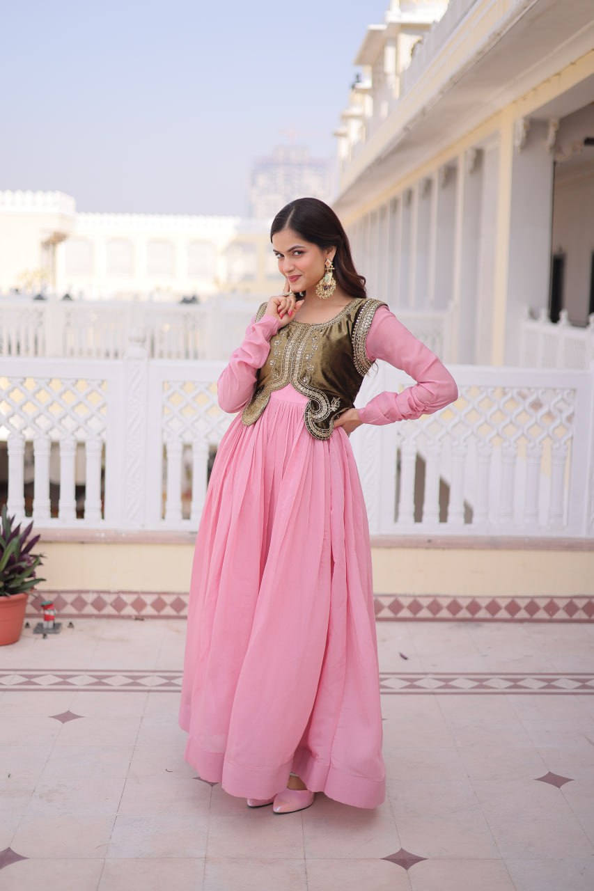 Gown with Embroidered Koti Set