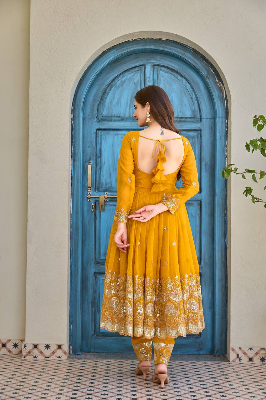Anarkali Suit Set with Embroidered Dupatta